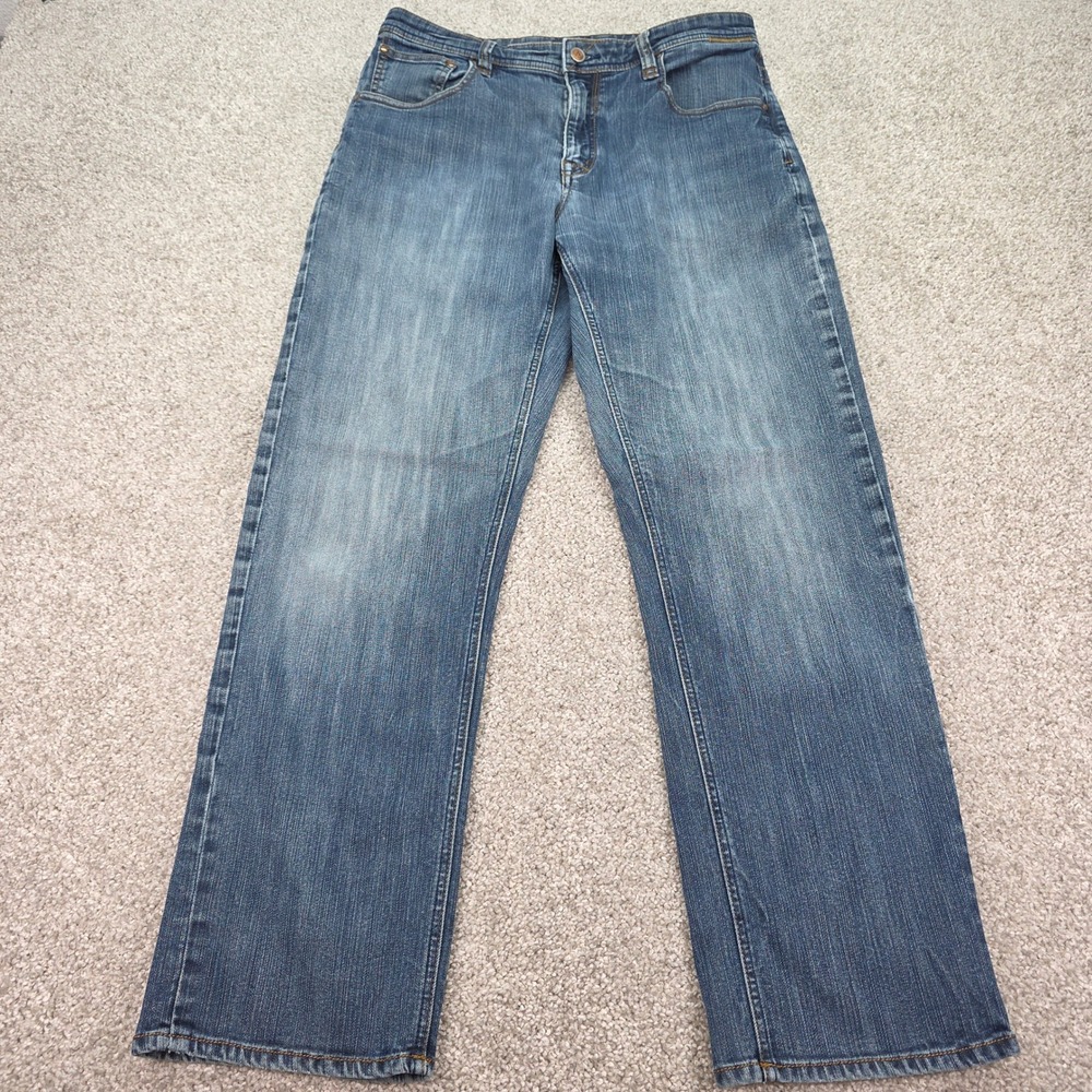 Marmot Mens Straight Leg Denim Jeans Medium Wash Blue Size 34x30